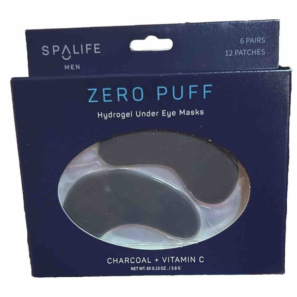 Spa Life ZERO PUFF Men's Hydrogel Under Eye Masks 2 Pack= 12 pairs=24 patches
